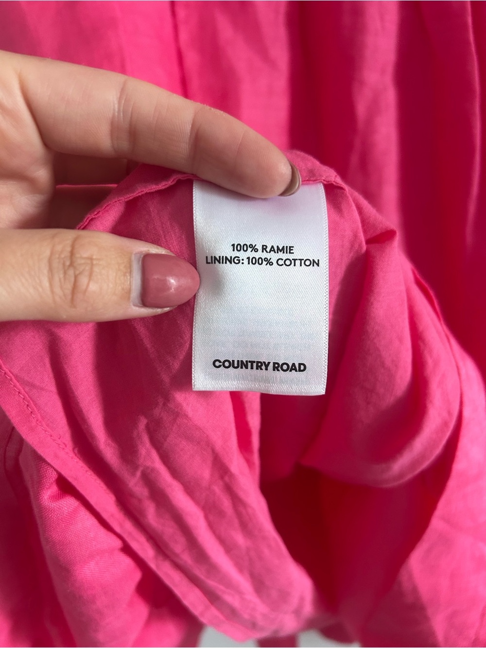 Linen Country Road Hot Pink V-Neck Tiered Drawstring Tunic - Picture 7 of 11